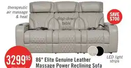 The Brick Elite 86 Genuine Leather Massage Power Reclining Sofa with Power Headrests and Storage Arms - Putty offer