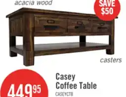 The Brick Casey 48 Rustic Coffee Table with Storage, Shelf and Casters - Brown Wood offer