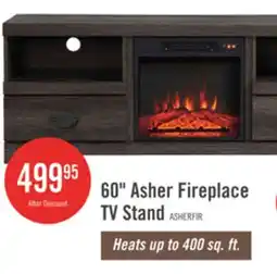 The Brick Asher 60 Rustic Electric Fireplace TV Stand with Storage & Cable Management for TVs up to 65- Bro offer