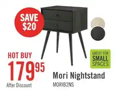 The Brick Mori Bedside 2-Drawer Nightstand, 18W x 25.75H - Black offer