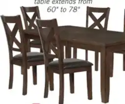 The Brick Talia 7pc Dining Set with Table & 6 Chairs, 60-78W Extension - Brown offer