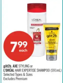 Shoppers Drug Mart göt2b, AXE STYLING or L'ORÉAL HAIR EXPERTISE SHAMPOO offer