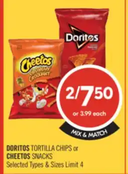Shoppers Drug Mart DORITOS TORTILLA CHIPS or CHEETOS SNACKS offer