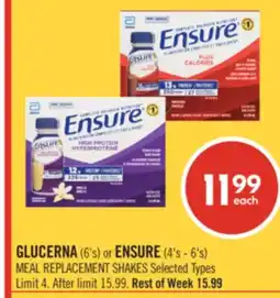 Shoppers Drug Mart GLUCERNA (6's) or ENSURE (4's - 6's) MEAL REPLACEMENT SHAKES offer