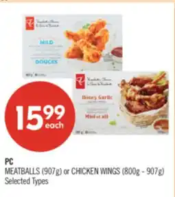 Shoppers Drug Mart PC MEATBALLS (907g) or CHICKEN WINGS (800g - 907g) offer