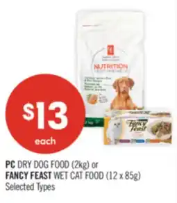 Shoppers Drug Mart PC DRY DOG FOOD (2kg) or FANCY FEAST WET CAT FOOD (12 x 85g) offer