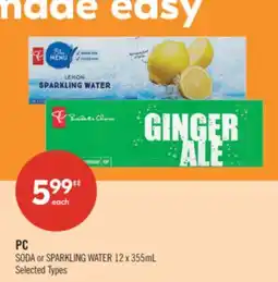 Shoppers Drug Mart PC SODA or SPARKLING WATER offer