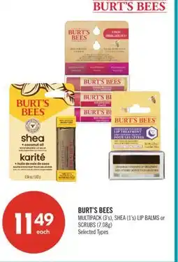 Shoppers Drug Mart BURT'S BEES MULTIPACK (3's), SHEA (1's) LIP BALMS or SCRUBS (7.08g) offer