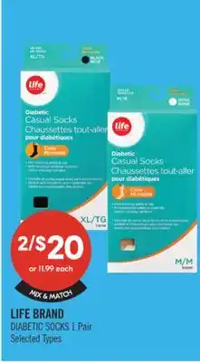 Shoppers Drug Mart LIFE BRAND DIABETIC SOCKS offer