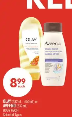 Shoppers Drug Mart OLAY (532mL - 650mL) or AVEENO (532mL) BODY WASH offer