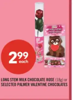 Shoppers Drug Mart LONG STEM MILK CHOCOLATE ROSE (18g) or SELECTED PALMER VALENTINE CHOCOLATES offer