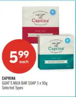 Shoppers Drug Mart CAPRINA GOAT'S MILK BAR SOAP 3× offer