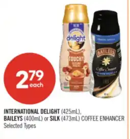 Shoppers Drug Mart INTERNATIONAL DELIGHT (425mL), BAILEYS (400mL) or SILK (473mL) COFFEE ENHANCER offer