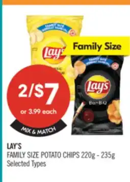 Shoppers Drug Mart LAY'S FAMILY SIZE POTATO CHIPS 220g-135 g offer