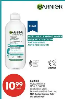 Shoppers Drug Mart GARNIER MICELLAR WATER or FACIAL CLEANSERS offer