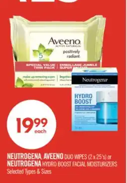 Shoppers Drug Mart NEUTROGENA, AVEENO DUO WIPES (2 x 25's) or NEUTROGENA HYDRO BOOST FACIAL MOISTURIZERS offer