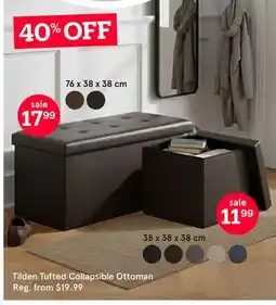 Kitchen Stuff Plus Tilden Tufted Collapsible Ottoman offer