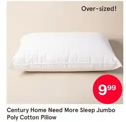Kitchen Stuff Plus Century Home Sleep Jumbo Poly Cotton Pillow offer