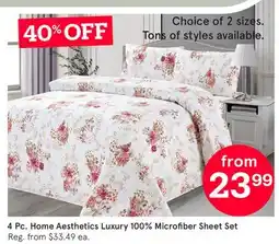Kitchen Stuff Plus 4 Pc. Home Aesthetics Luxury 100% Microfiber Sheet Set offer