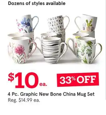 Kitchen Stuff Plus 4 Pc. Graphic New Bone China Mug Set offer