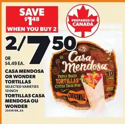 Independent City Market CASA MENDOSA OR WONDER TORTILLAS, 10 INCH offer