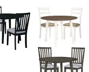 The Brick Bryn 3pc Dining Package with 42 Drop-Leaf Table & 2 Chairs, Fabric -Two-Tone White & Brown offer