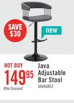 The Brick Java Barstool with Swivel & Adjustable Seat, Vegan Leather Fabric, 24.5-33H, Metal - Grey offer