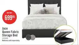 The Brick Jace Upholstered Storage Platform Bed in Grey Fabric, Tufted - Queen Size offer