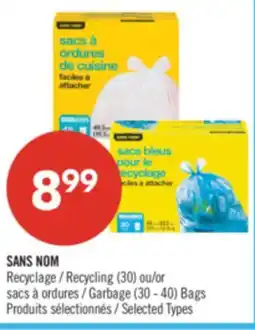 Pharmaprix NO NAME Recycling (30) or Garbage (30 - 40) Bags offer