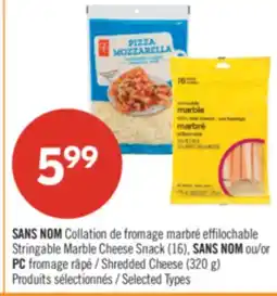 Pharmaprix NO NAME Stringable Marble Cheese Snack (16), NO NAME or PC Shredded Cheese (320 g) offer