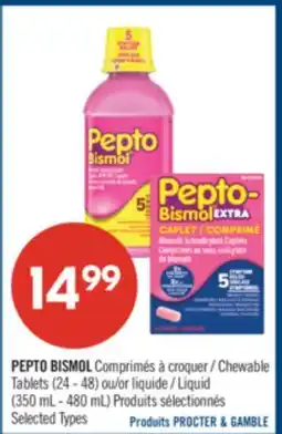 Pharmaprix PEPTO BISMOL Chewable Tablets (24 - 48) or Liquid (350 mL - 480 mL) offer