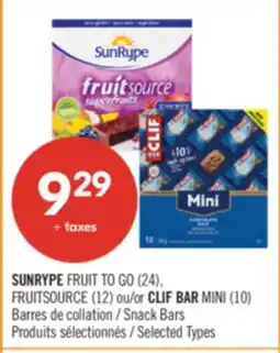 Pharmaprix SUNRYPE FRUIT TO GO (24), FRUITSOURCE (12) or CLIF BAR MINI (10) Snack Bars offer