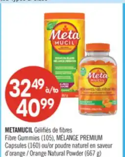 Pharmaprix METAMUCIL (105), MÉLANGE PREMIUM Capsules (160) or Orange Natural Powder (667 g) offer