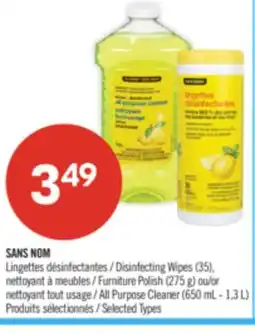 Pharmaprix NO NAME Disinfecting Wipes (35), Furniture Polish (275 g) or All Purpose Cleaner (650 mL - 1,3 L) offer