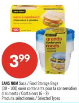 Pharmaprix NO NAME Food Storage Bags (30 - 100) or Containers (6 - 8) offer