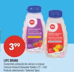Pharmaprix LIFE BRAND Calcium Antacid Chewable Tablets (72 - 150) offer
