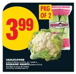 No Frills CAULIFLOWER OR ROMAINE HEARTS offer