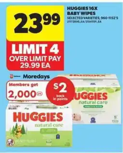 Real Canadian Superstore Huggies 16x Baby Wipes offer