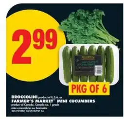 No Frills BROCCOLINI or FARMER'S MARKET MINI CUCUMBERS offer