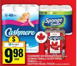 Food Basics Cashmere Bathroom Tissue, Sponge Towels Ultra Paper Towels, Scotties Facial Tissue offer