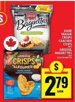 Food Basics Dare Veggie Crisps Cracker Chips / Grissol Baguettes offer