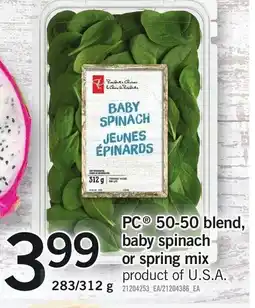 Loblaws PC 50-50 blend, baby spinach or spring mix offer