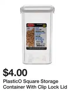 Dollarama PlasticO Square Storage Container With Clip Lock Lid offer