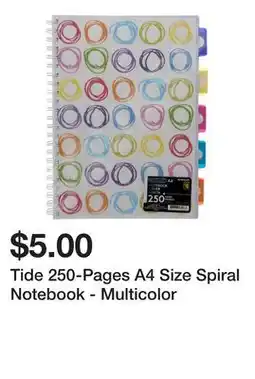 Dollarama Tide 250-Pages A4 Size Spiral Notebook - Multicolor offer