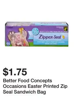 Dollarama Better Food Concepts Occasions Easter Printed Zip Seal Sandwich Bag offer