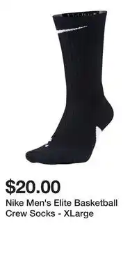 Sport Chek Nike Men's Elite Basketball Crew Socks - XLarge offer