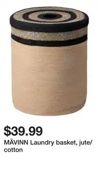 IKEA MÄVINN Laundry basket, jute/cotton offer