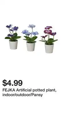 IKEA FEJKA Artificial potted plant, indoor/outdoor/Pansy offer