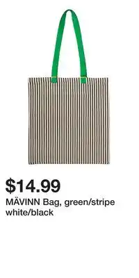 IKEA MÄVINN Bag, green/stripe white/black offer