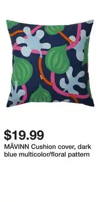 IKEA MÄVINN Cushion cover, dark blue multicolor/floral pattern offer
